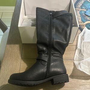 Dream Pairs Black Winter Rain Boots with Knee High Design and Zipper Closure